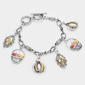 NEW Antique Silver Thanksgiving Charm Bracelet